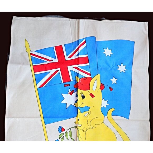 Vintage Tea Towel Souvenir Australia Waltzing Matilda Kangaroo - Picture 2 of 4